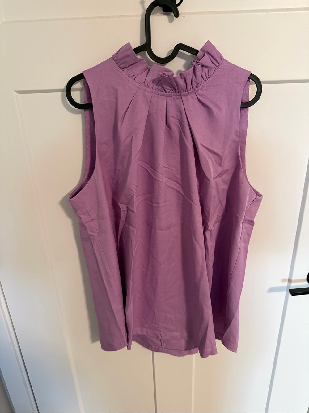 Umgee Lavender Ruffle Mock Neck Sleeveless Top